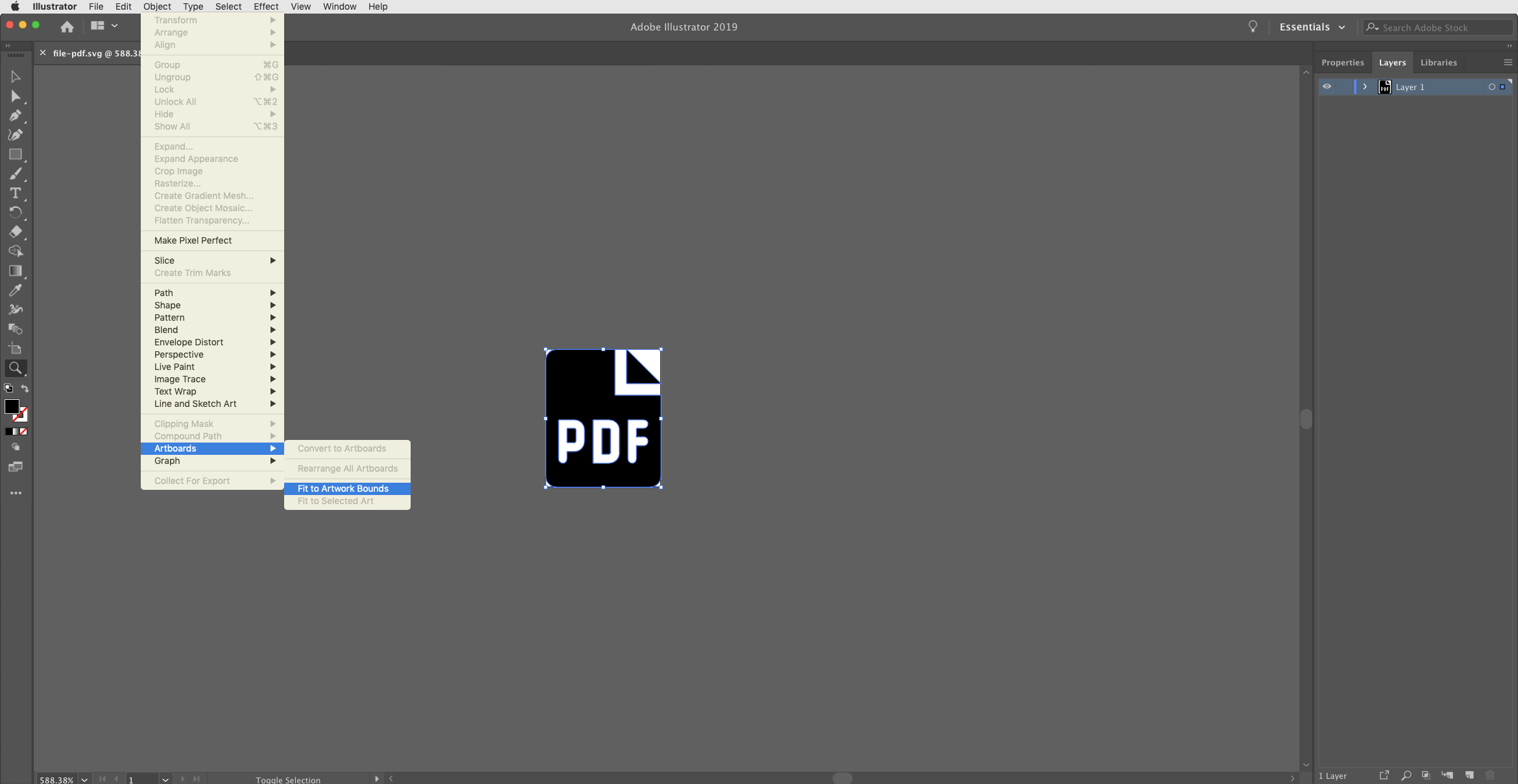Fit to Artwork Bounds in Illustrator